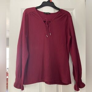 Kathy Ireland Burgundy Long Sleeve Blouse